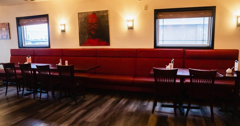 Sala Thai dining room with red booth seating